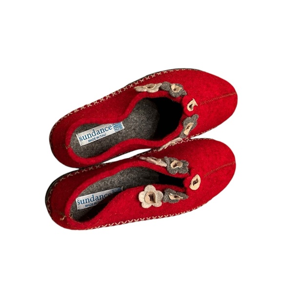Sundance Red Wool Shoes with flowers handmade in Itally NIB - Picture 11 of 14